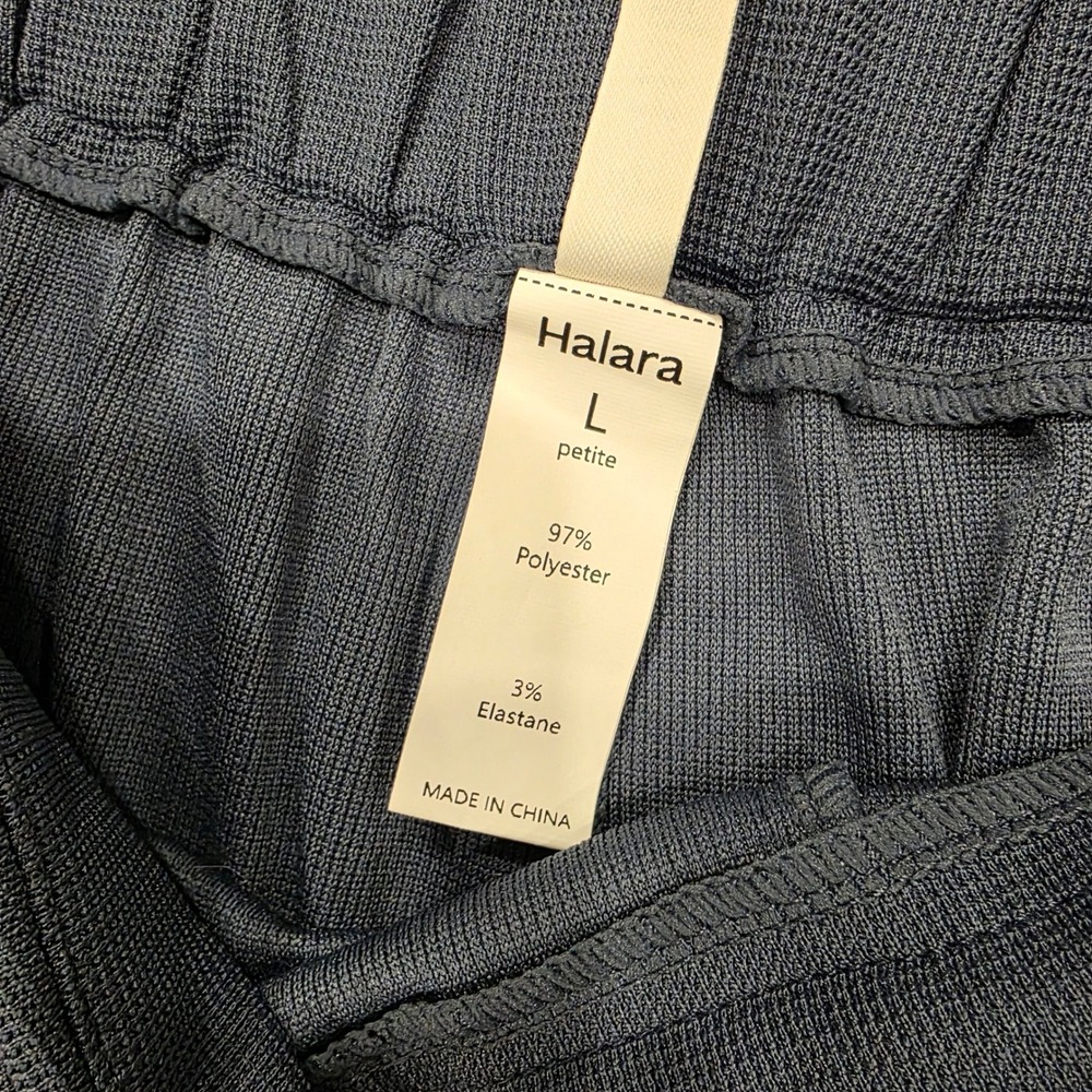 NWT Halara Wide Leg Trousers L Petite Blue Pleated High Waist Pocket Stretch - Picture 3 of 6